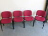 4 x Stackable Metal Frame Chairs, Upholstered in Red Sack Cloth.