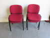 4 x Stackable Metal Frame Chairs, Upholstered in Red Sack Cloth. - 2