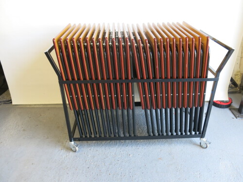 24 x Spaceforme Z Lite Standard Folding Exam Desks with Metal Storage/Transport Trolley. Desk Size H73 x W60 x D60cm
