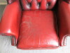 Ox Blood Leather Wing Back Arm Chair with Button Back Detail. Size H100 x W80 x D85cm. - 2