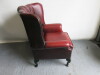 Ox Blood Leather Wing Back Arm Chair with Button Back Detail. Size H100 x W80 x D85cm. - 4