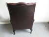 Ox Blood Leather Wing Back Arm Chair with Button Back Detail. Size H100 x W80 x D85cm. - 6