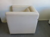 Pair of Della Rovere White Leather Reception Chairs On Wooden Feet. Size H73 x W73 x D75cm. - 3