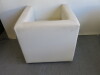 Pair of Della Rovere White Leather Reception Chairs On Wooden Feet. Size H73 x W73 x D75cm. - 5