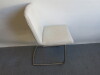 Set of 4 White Leather Cantilever Boardroom Chairs on Metal Frame. Size H87 x W45 x D60cm. - 4
