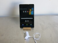 Galaxy 25" Tablet, Model SM-T510, S/N R52M7119E4B, Android Version 10. Comes with Power Supply & Wooden IKEA Stand.