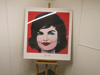 Andy Warhol King & McGaw Framed & Glazed Print from the Warhol Collection, Jackie 1964. Size H113 x W104cm.