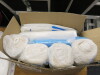 Large Quantity of Assorted PPE & Covid Tests to Include: 15 x Assorted Packs of Disposable Aprons/Coveralls to Include: 4 x Tyvek Classic Coveralls, 2 x Packs of 20 Blue Aprons, 5 x Rolls of 200 White Aprons & 4 x Packs of 100 Dolphin Disposable White Apr - 4