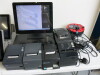 EPOS System to include: 4 x Poindus 15" Touch Screen Terminals, Model Varipos- 715, 1 x FEC 15" Touch Screen Terminal, Model PP1635, 5 x Assorted Thermal Printers & 1 x Cash Drawer (No Key). NOTE: only 3 power supplies. (As Viewed/Pictured). NOTE: Buyers - 4