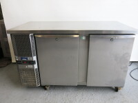 Precision Stainless Steel 2 Door Mobile Refrigerated Counter, Model MCU211SS. Size H85 x W135 x D67cm.