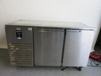 Precision Stainless Steel 2 Door Mobile Refrigerated Counter, Model MCU211. Size H85 x W135 x D67cm.