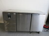 Precision Stainless Steel 2 Door Mobile Refrigerated Counter, Model MCU211. Size H85 x W135 x D67cm.