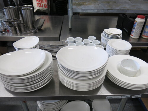 Approx 140 Pieces of Branded Churchill, Alchemy & Titan White Crockery to Include: Plates, Side Plates, Bowls & Coffee Cups Etc (As Viewed/Pictured).