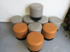 9 x Premier Housewares Faux Leather Stool on Metal Base to Include: 6 x Grey & 3 x Tan. Size Dia 40cm. - 2