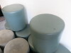 11 x Johansson Design Stools to Include: 6 x Green Faux Leather & 5 x Light Green Fabric. Size Dia 38cm. - 5