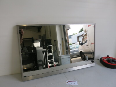 Mirror Media 42" Mirror TV, 5G, HD, AV, Wireless TV, S/N 883002600250, with Stainless Steel Frame & Wall Bracket.