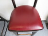 6 x Alternative by Ton High Back Dark Wood Stall with Padded Seat & Upholstered in Red Faux Leather. H110cm. NOTE: missing brass stud detail to seat. - 3