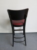 6 x Alternative by Ton High Back Dark Wood Stall with Padded Seat & Upholstered in Red Faux Leather. H110cm. NOTE: missing brass stud detail to seat. - 7