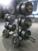 Set of 70 x BLK BOX Plate Weights to Include: 2 x 25kg, 10 x 20kg, 14 x 10kg, 24 x 15kg, 10 x 2.5kg, 10 x 1.25kg on 2 x Mobile Racks. - 3