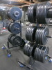 Set of 70 x BLK BOX Plate Weights to Include: 2 x 25kg, 10 x 20kg, 14 x 10kg, 24 x 15kg, 10 x 2.5kg, 10 x 1.25kg on 2 x Mobile Racks. - 8