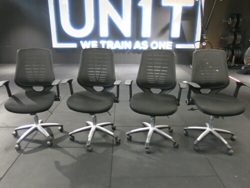 4 x Black Mesh Back Swivel Chairs.