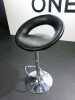 Faux Black Swivel High Stool on Chrome Base with Footrest. - 2