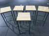 Set of 5 Wooden Seat Stools on Black Metal Frame with Matching High Table. - 2