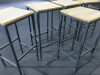 Set of 5 Wooden Seat Stools on Black Metal Frame with Matching High Table. - 3