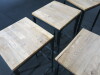 Set of 5 Wooden Seat Stools on Black Metal Frame with Matching High Table. - 4