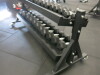 Set of 27 BLK BOX Dumbbells to Include: 2 x 20/17.5/12.5/10/9/8/7/6/5/4/3/2/1kg & 1 x 15kg on Mobile Rack. - 5