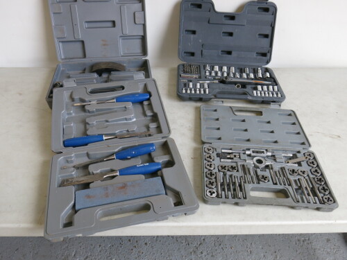 Dent Repair Kit, Halfords Socket Set, Chisel Set & Tap & Die Set (Kits Incomplete As Pictured/Viewed).