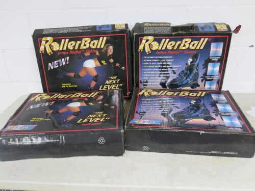 4 x Pairs of Retro Roller Ball Inline Radial Skates