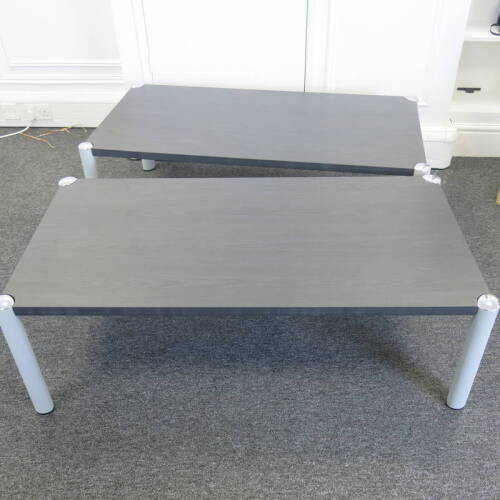 Pair of Wooden Coffee Tables with Metal Legs. Size H42cm x D60cm x W120cm