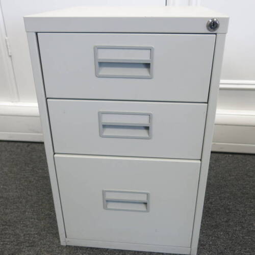 3 Drawer Light Grey Metal Pedestal