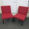 2 x Red Sack Cloth Metal Framed Reception Chairs