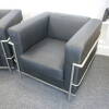 Pair of Black Faux Leather Reception Arm Chairs On Chrome Frame, Size H72cm x D80cm x W90cm - 3