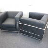 Pair of Black Faux Leather Reception Arm Chairs On Chrome Frame, Size H72cm x D80cm x W90cm - 4