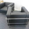 Pair of Black Faux Leather Reception Arm Chairs On Chrome Frame, Size H72cm x D80cm x W90cm - 5