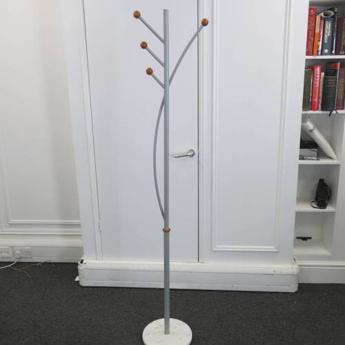 Grey Metal Powder Coated Coat Stand with Heavy Marble Effect Base