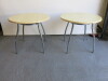 2 x Round Tables with Composite Tops on Metal Frames - 4