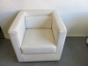 Pair of Della Rovere White Leather Reception Chairs on Wooden Feet. - 2