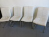 Set of 4 White Leather Cantilever Boardroom Chairs on Metal Frame. - 2