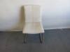 Set of 4 White Leather Cantilever Boardroom Chairs on Metal Frame. - 3