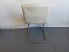 Set of 4 White Leather Cantilever Boardroom Chairs on Metal Frame. - 5