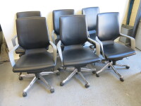 6 x Height Adjustable Office Swivel Chairs on Polished Chrome Base & Castors.