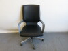 6 x Height Adjustable Office Swivel Chairs on Polished Chrome Base & Castors. - 4