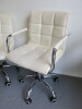 2 x Cream Faux Leather Swivel Chairs on Chrome Frame. - 2