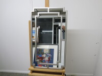 Contemporary Mirror in Silver Painted Wooden Frame, Size 76 x 44cm.