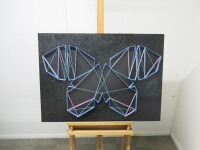 Mixed Media Woollen Butterfly on Wooden Board. Size H61 x W85cm.