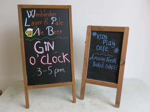 2 x Assorted Sized Pavement Advertising Wooden Chalkboards.